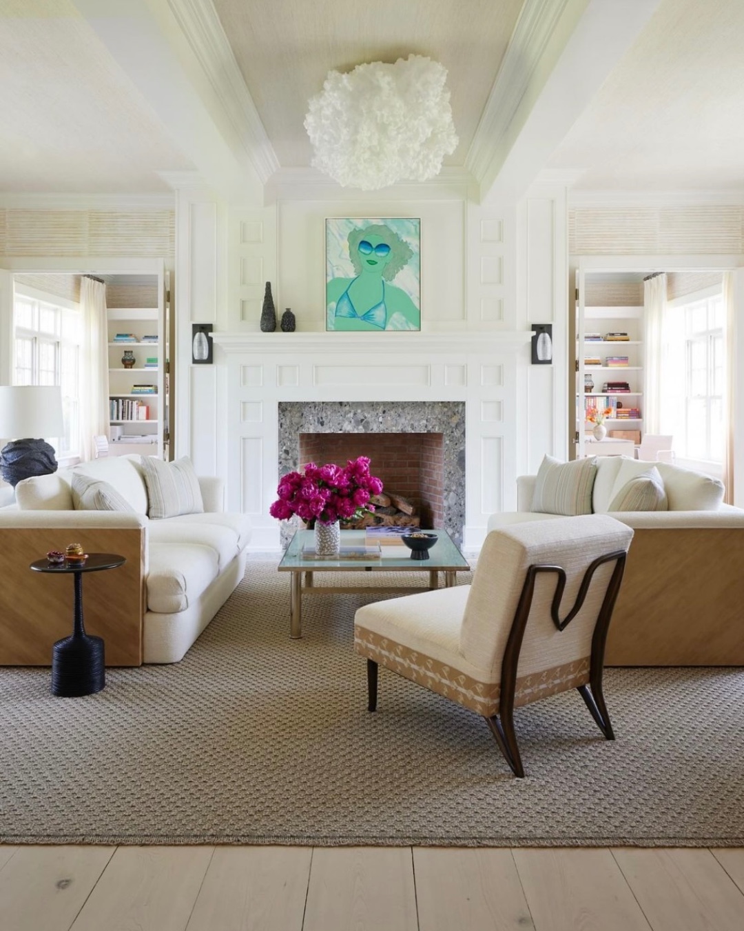 Beautiful living room by @wesleymooninc featuring the Combed Sofa from our #KaraMannForMcGuire Collection. The Combed Sofa is wrapped in oak and wirebrushed in a diagonal grooved pattern for a sense of depth. Photography by @pernilleloof and styling by @olganaiman. Visit the link in our bio for more information. #ThisIsMcGuire.