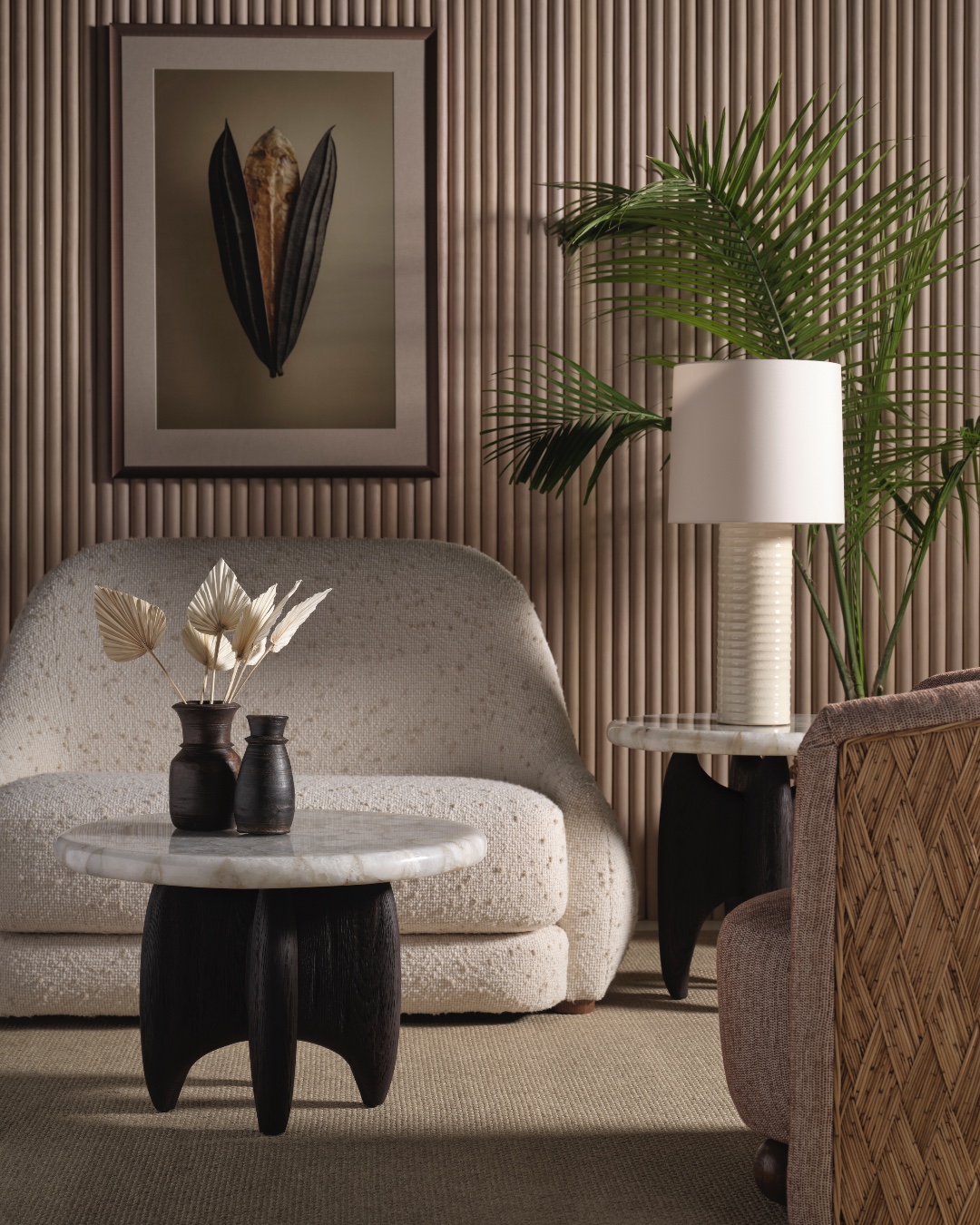 The Otter’s Tete-a-Tete displays all the style and playfulness of its namesake animal. The uniquely sloped silhouette, oak legs and stylish comfort combine to add a dash of personality to any gathering place. Also featuring  The Wild Elephant's Cocktail Table, The Pangolin's Throne Armchair, and The Wild Elephant's Side Table. Visit the link in our bio for more information. #ThisIsMcGuire #BillBensley